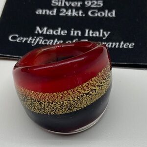 Italian Red and Gold Statement Ring